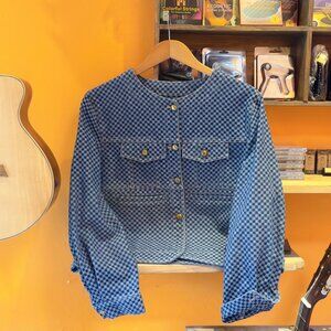 Trendy Blue Checkered Shirt Jacket Shacket